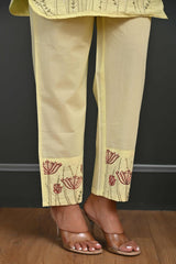 Yellow Floral Embroidered Co-Ord Set – Top & Bottom