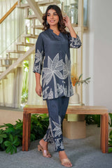 Black Floral Print Muslin Co-Ord Set – Lightweight & Elegant Everyday Wear