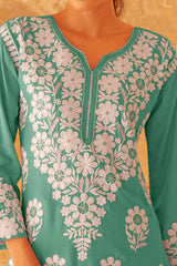 Rama Green Rayon Co-Ord Set with Floral Embroidery – Comfortable & Stylish Everyday Wear