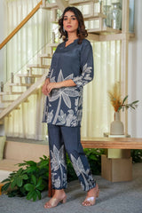 Black Floral Print Muslin Co-Ord Set – Lightweight & Elegant Everyday Wear