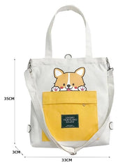 3-in-1 Canvas Tote Bag for Women & Girls | Convertible Shoulder Handbag & Backpack with Adjustable Strap | Multi-Functional Ladies Canvas Bag (White)