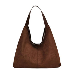 Women’s Suede Travel Tote Bag – Stylish Shoulder Purse for Work, Street, Vacation & Daily Use (Coffee)