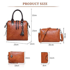 Women’s Handbag Set of 4 – PU Leather Tote, Crossbody Bag, Clutch & Card Holder