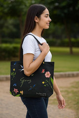 Stylish Canvas Tote Bag for Women – Zipper Shoulder Handbag for College, Office, Shopping & Travel