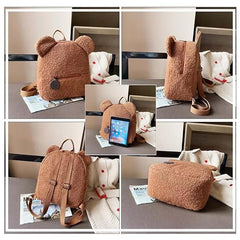 Plush Teddy Bear Backpack – Soft Stuffed Animal Mini Daypack with Adjustable Straps for Kids, Teens & Women