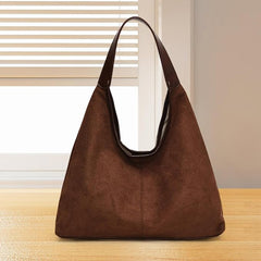 Women’s Suede Travel Tote Bag – Stylish Shoulder Purse for Work, Street, Vacation & Daily Use (Coffee)