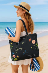 Stylish Canvas Tote Bag for Women – Zipper Shoulder Handbag for College, Office, Shopping & Travel