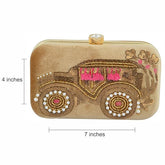 Handmade Embroidered Box Clutch for Women – Beaded Evening Purse with Detachable Chain Strap for Weddings & Parties