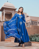 Classic Blue Handblock Suit Set