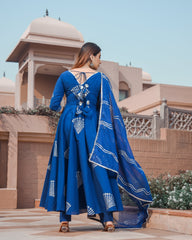 Classic Blue Handblock Suit Set