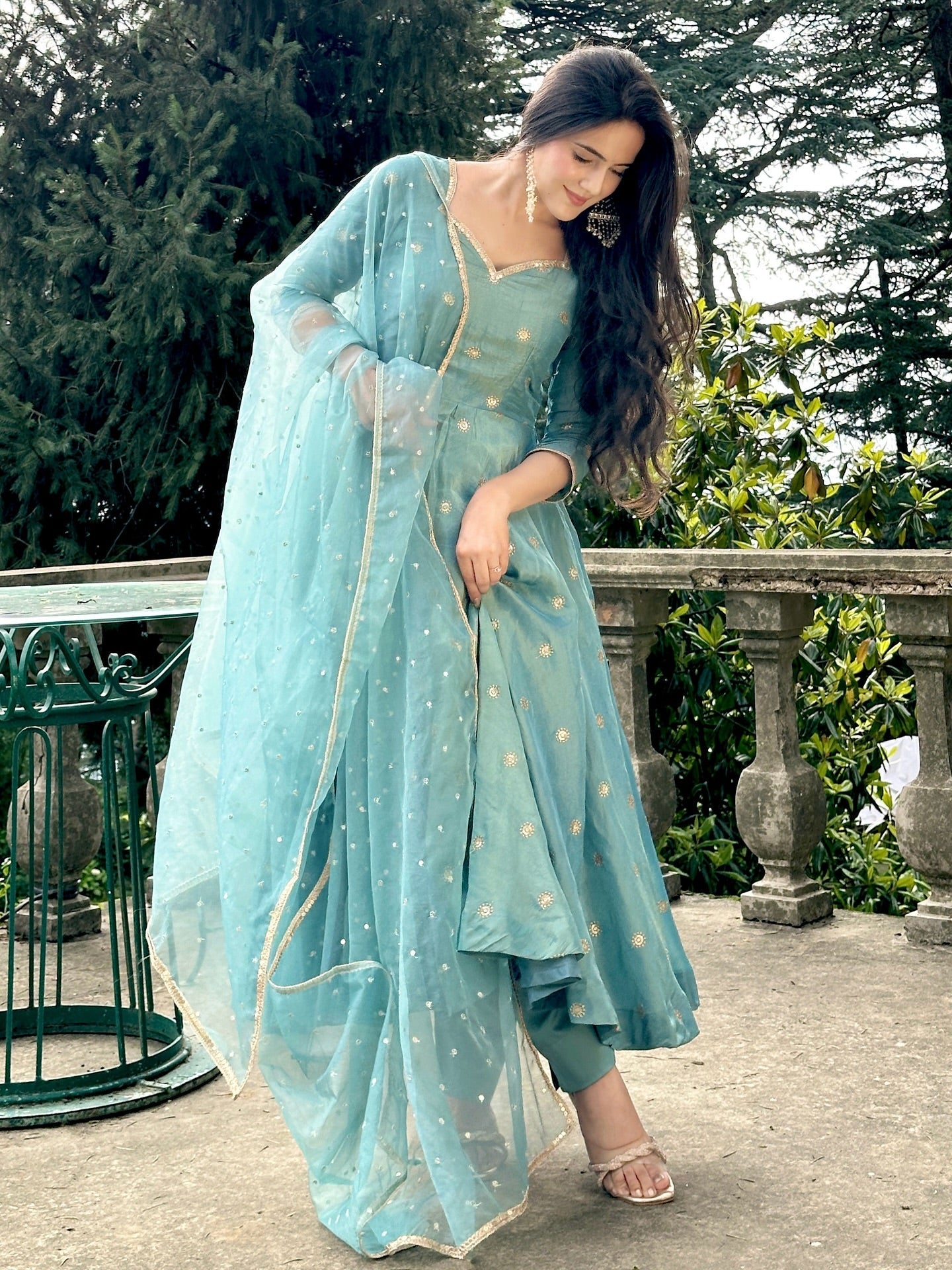 Elegant Chinon Silk Anarkali Suit with Embroidery Work