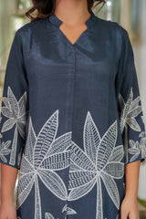 Black Floral Print Muslin Co-Ord Set – Lightweight & Elegant Everyday Wear