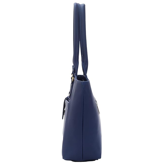 Women’s Multi-Use Shoulder & Handbag – Stylish Leather Look Office and School Bag (Black/Blue)