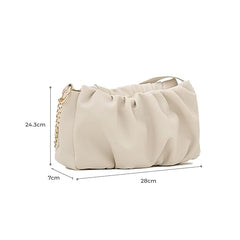 Soft Gathered Women’s Shoulder Handbag – Trendy Small Cloud Purse with Chain Strap & Zipper Closure
