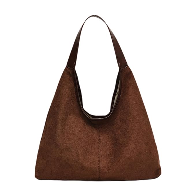 Women’s Suede Travel Tote Bag – Stylish Shoulder Purse for Work, Street, Vacation & Daily Use (Coffee)