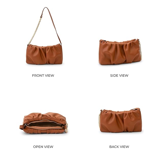 Soft Gathered Women’s Shoulder Handbag – Stylish Small Purse with Chain Strap & Zipper Closure