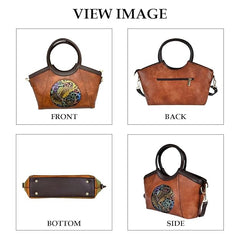 Women’s Embossed Elephant PU Leather Handbag – Vintage Square Tote with Zipper Closure