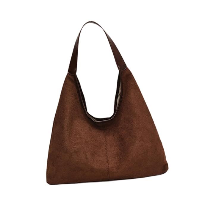 Women’s Suede Travel Tote Bag – Stylish Shoulder Purse for Work, Street, Vacation & Daily Use (Coffee)