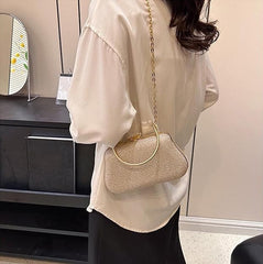 Stylish Gold Glitter Evening Clutch for Women – Party, Wedding & Special Occasion Handbag with Chain Strap