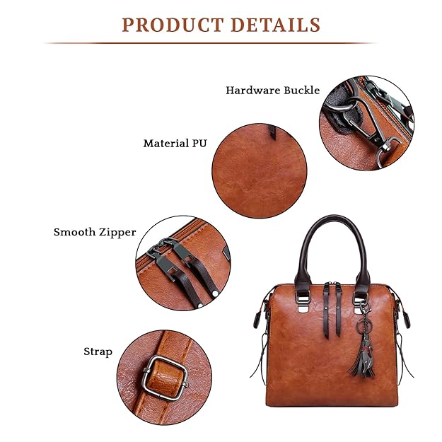 Women’s Handbag Set of 4 – PU Leather Tote, Crossbody Bag, Clutch & Card Holder