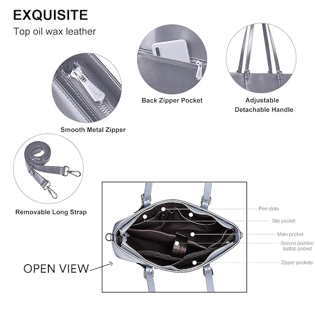 Women’s Faux Leather Western Handbag – Spacious Work Tote with Zipper Closure & Detachable Shoulder Strap