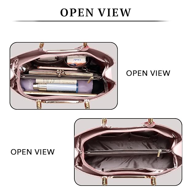 Women’s Glossy Patent Leather Wedding Handbag – Elegant Shoulder Bag with Spacious Interior (Pink)