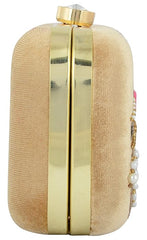 Handmade Embroidered Box Clutch for Women – Beaded Evening Purse with Detachable Chain Strap for Weddings & Parties