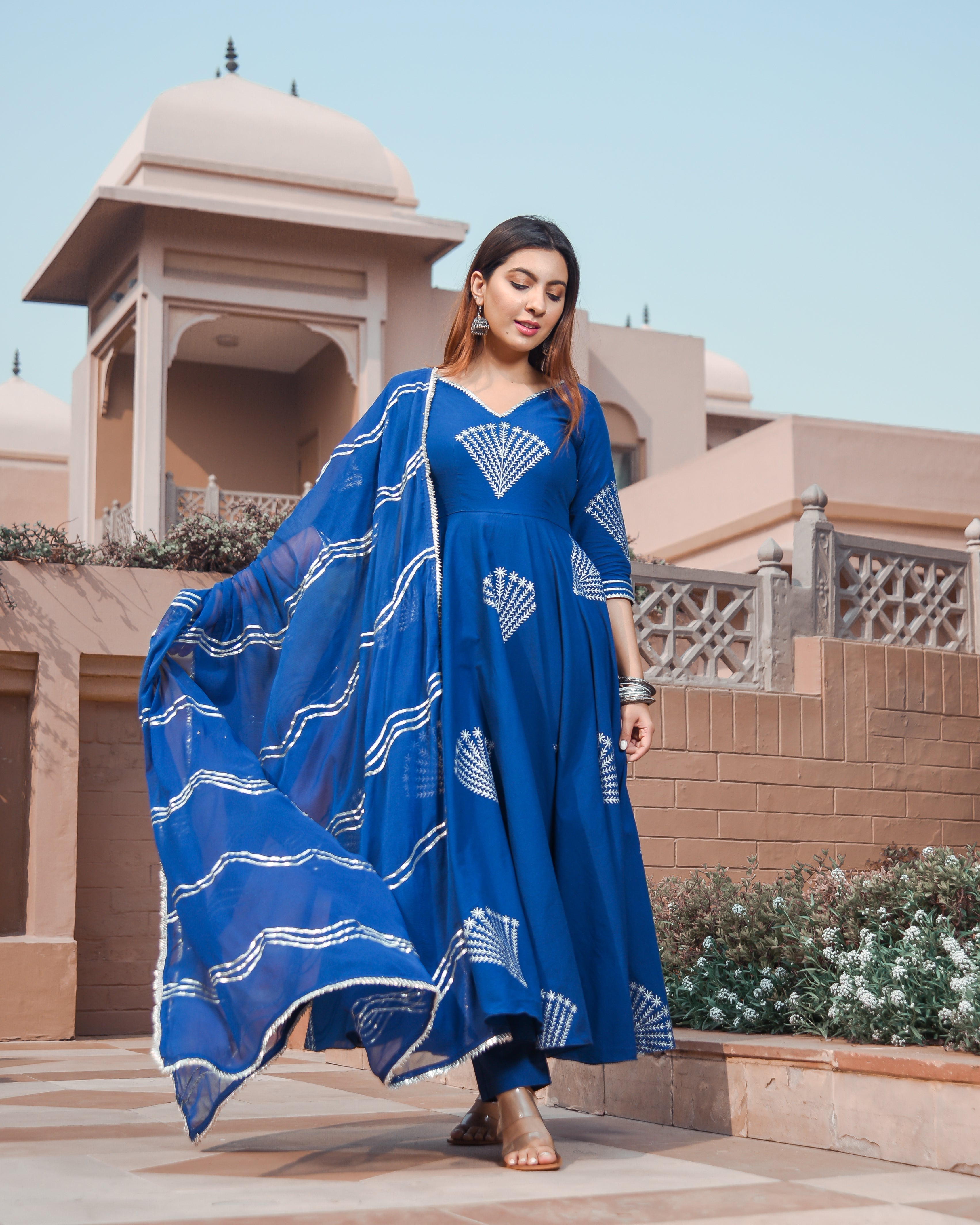 Classic Blue Handblock Suit Set