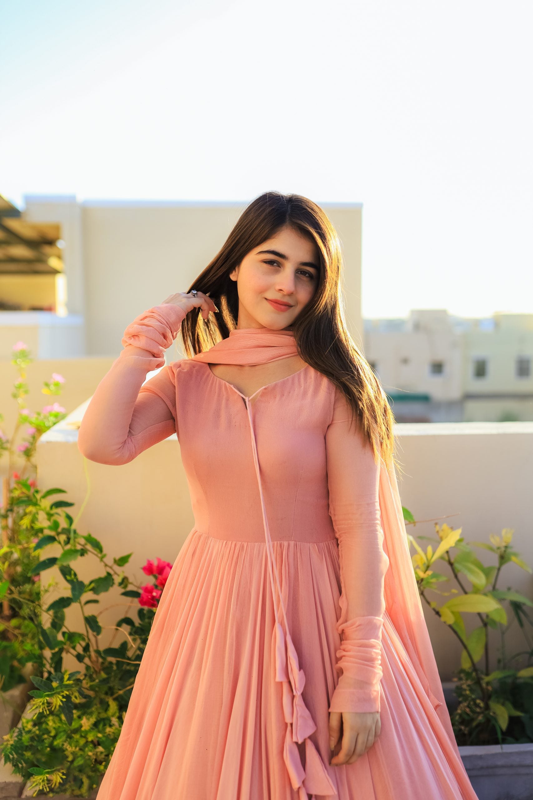 Faux Georgette Lace & Tassel Anarkali Suit Set with Elegant Dupatta – Festival & Party Wear