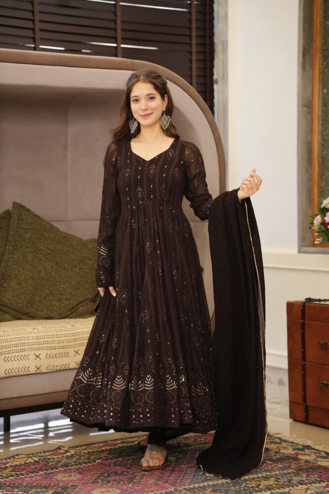 Faux Georgette Anarkali Suit Set