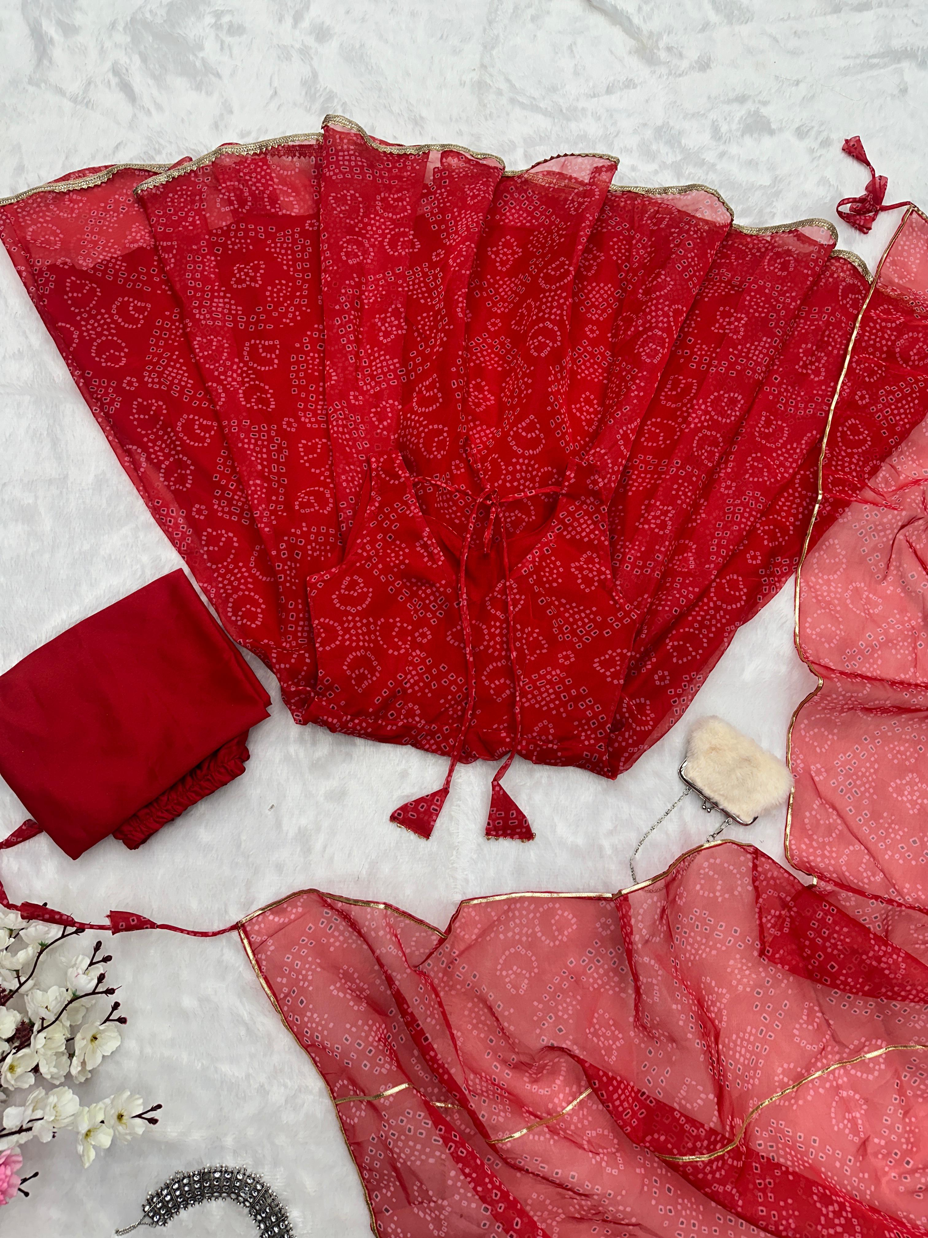 Digital Printed Organza Silk Anarkali Suit