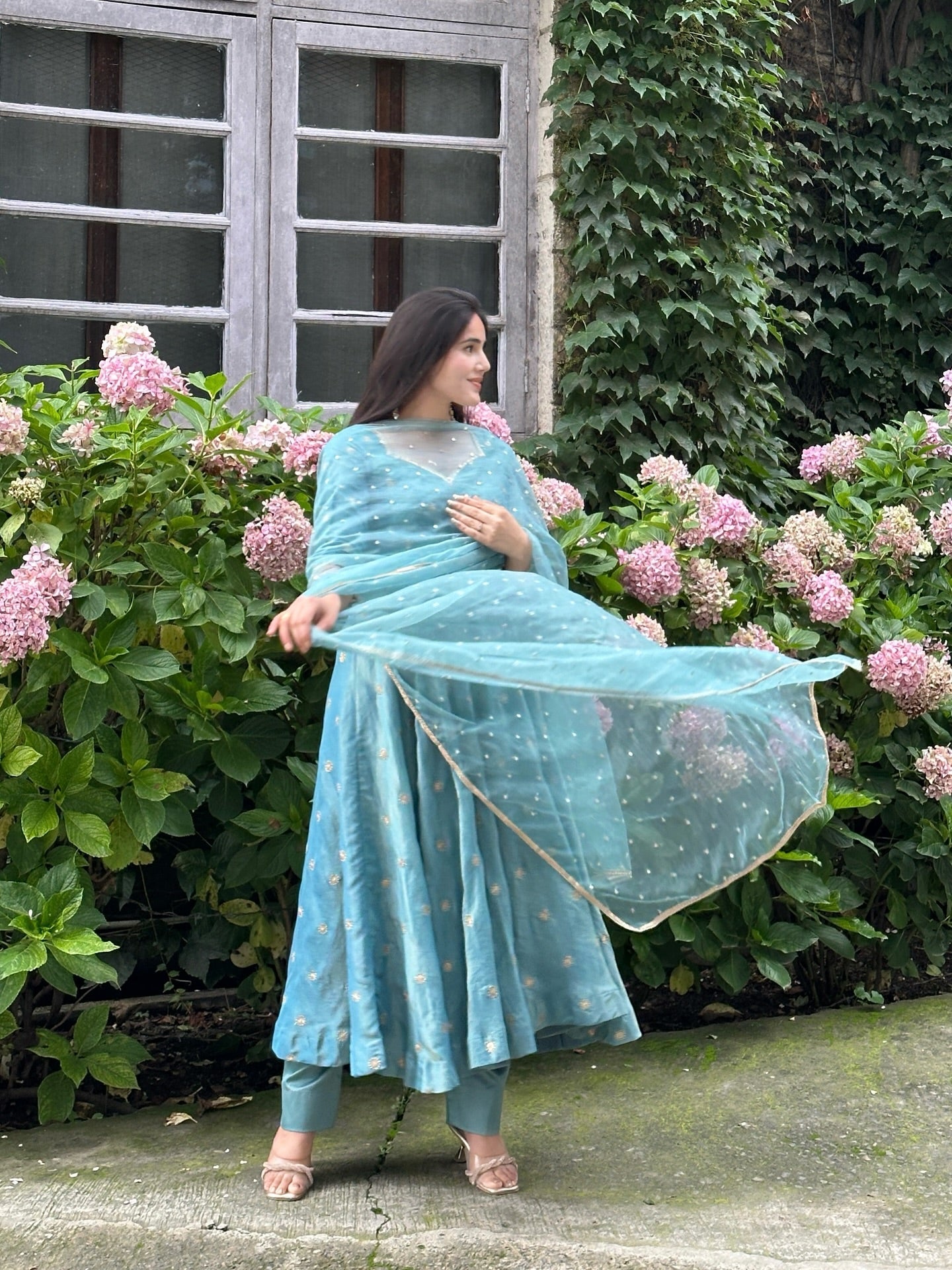 Elegant Chinon Silk Anarkali Suit with Embroidery Work