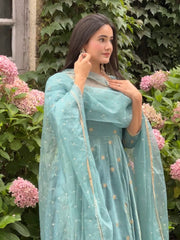 Elegant Chinon Silk Anarkali Suit with Embroidery Work