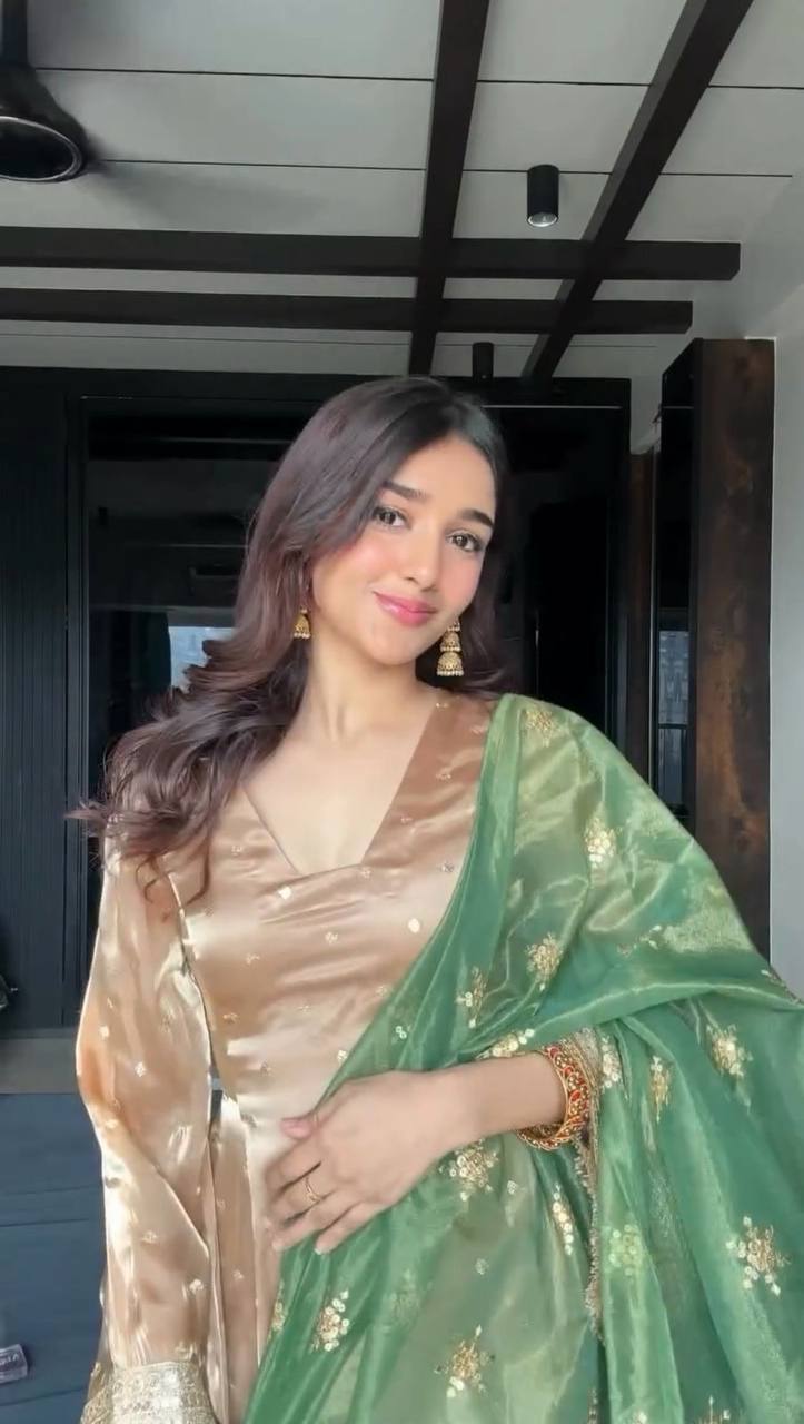 Crimson Red Jimmy Choo & Satin Silk Anarkali Suit with Embroidery Sequence Work